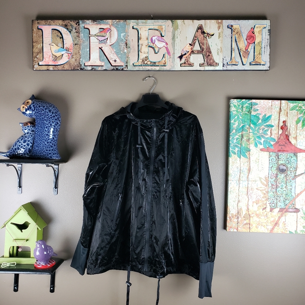 Zyia NEW midnight gloss shiny bomber jacket XXXL